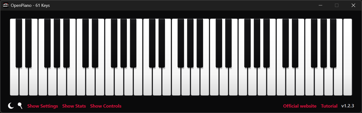 Piano with controls and statistics hidden