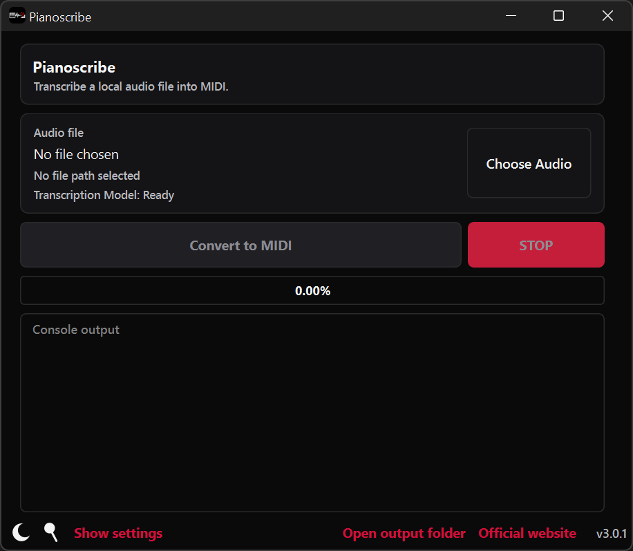 Pianoscribe interface preview